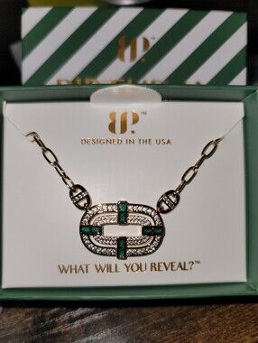 NWT-BP Classic Details. Lab Created Emerald with Gold Plated Necklace.